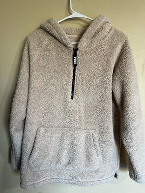VS PINK Cozy Sherpa Half-Zip Hoodie - Beige